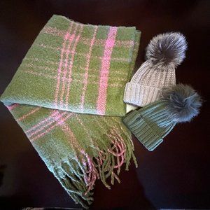 Free People Brushed Plaid Blanket Scarf - Green